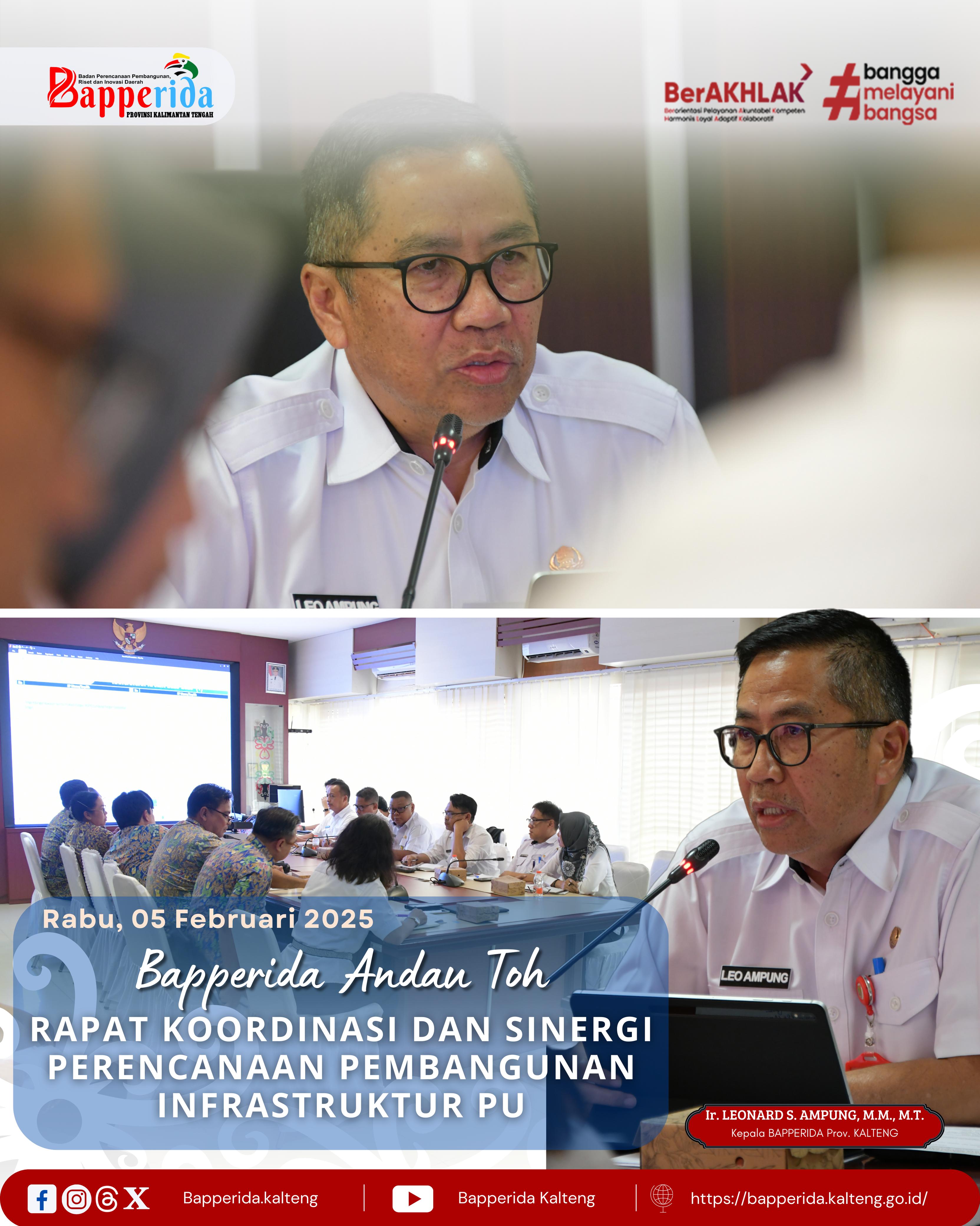 Bapperida Provinsi Kalteng Gelar Rapat Koordinasi dan Sinergi Perencanaan Pembangunan Infrastruktur PU